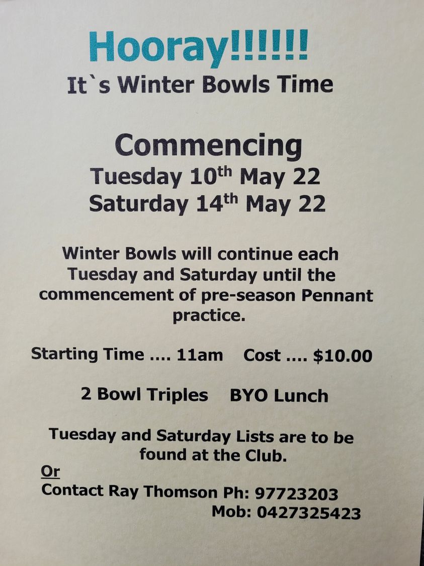 Winter Bowls at Burden Park Bowling Club - BURDEN PARK BOWLING CLUB